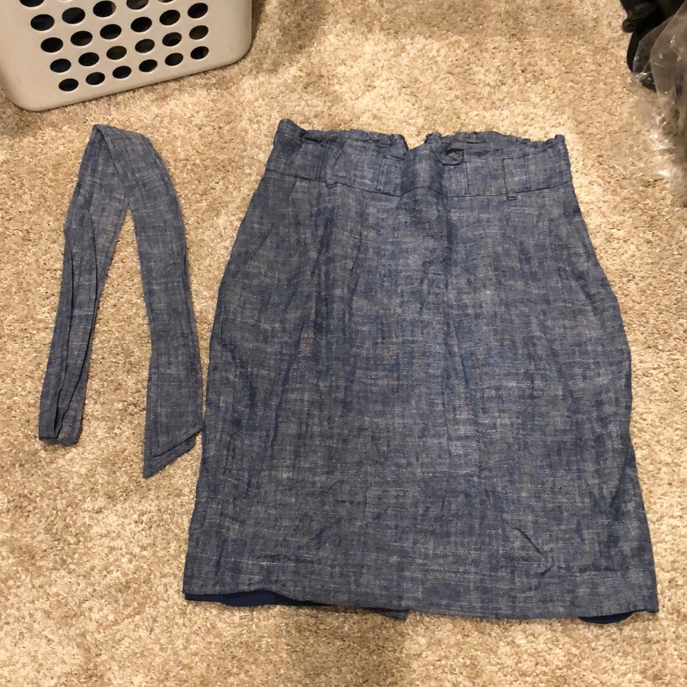 Ann Taylor Petite Linen Chambray Pencil Skirt